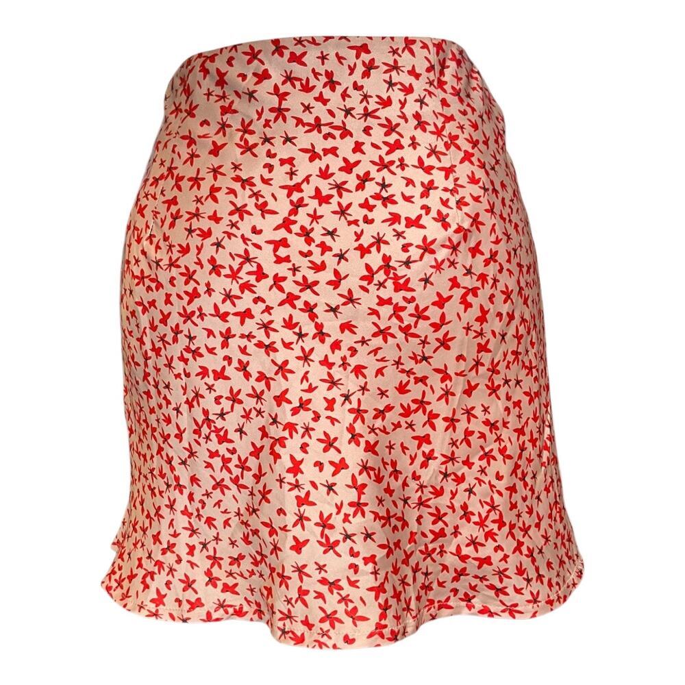 Princess Polly Floral Satin Mini Skirt Y2K Coquette Slip Skirt Red Pink Size 2